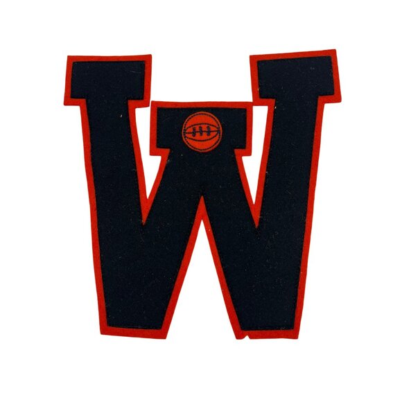 Black & Orange Felt "W" Sew-On Letter / Patch Football & Baseball 8" - Picture 4 of 4